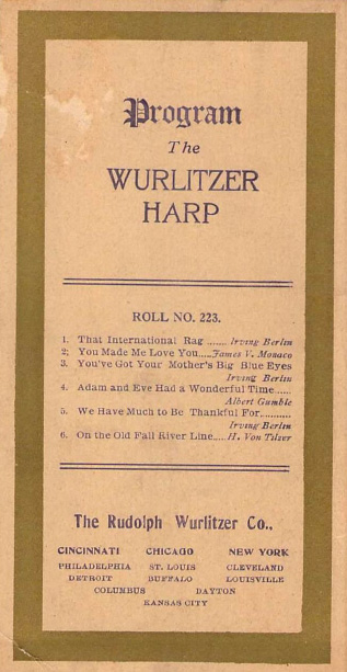 Original Harp program card.